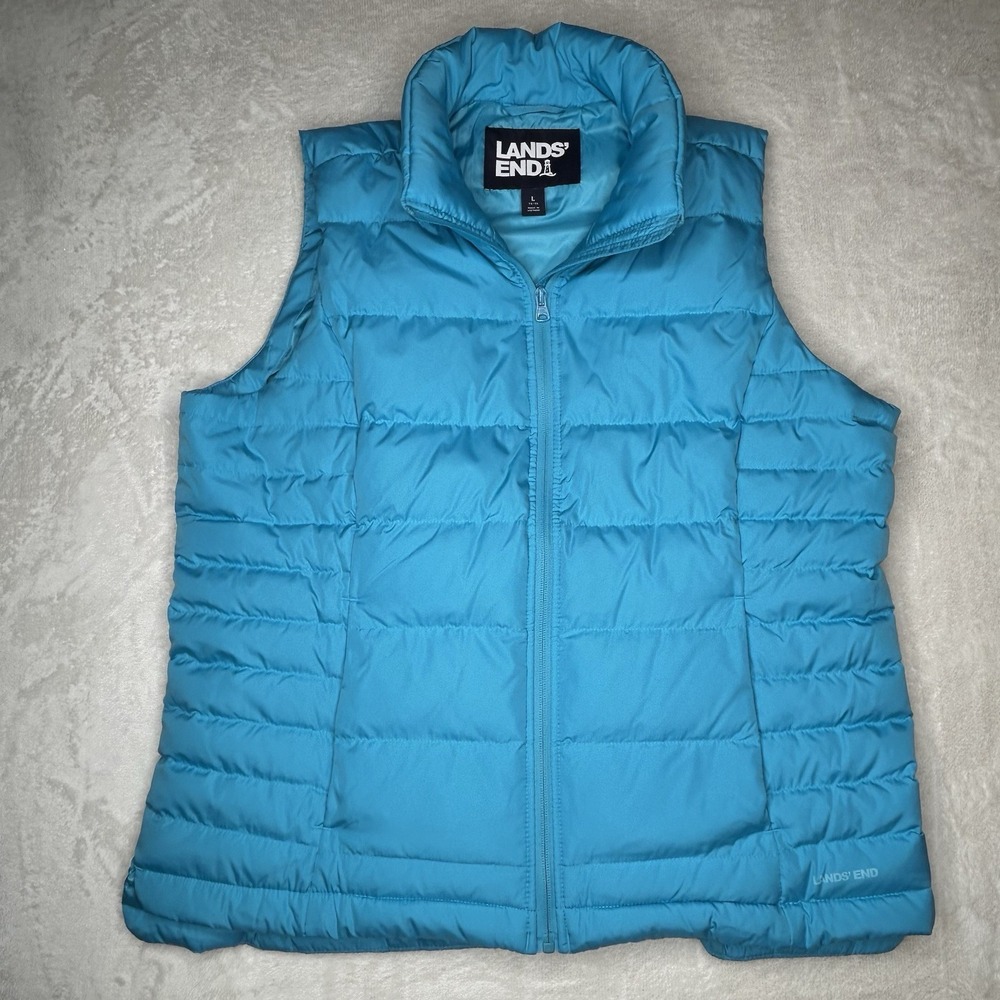 Lands End Women's Large Blue Down 800 Fill Wanderweight Ultralight Vest‎